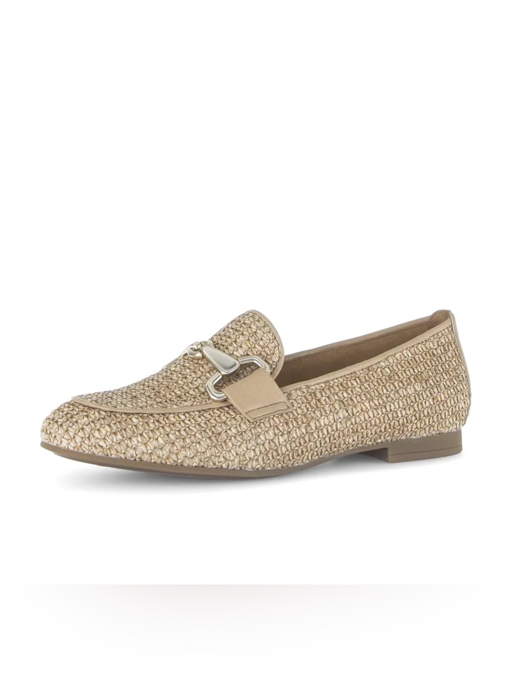 GABOR (8) Classic Loafer Raffia Chain Detail Leather Synthetic Comfort NWT